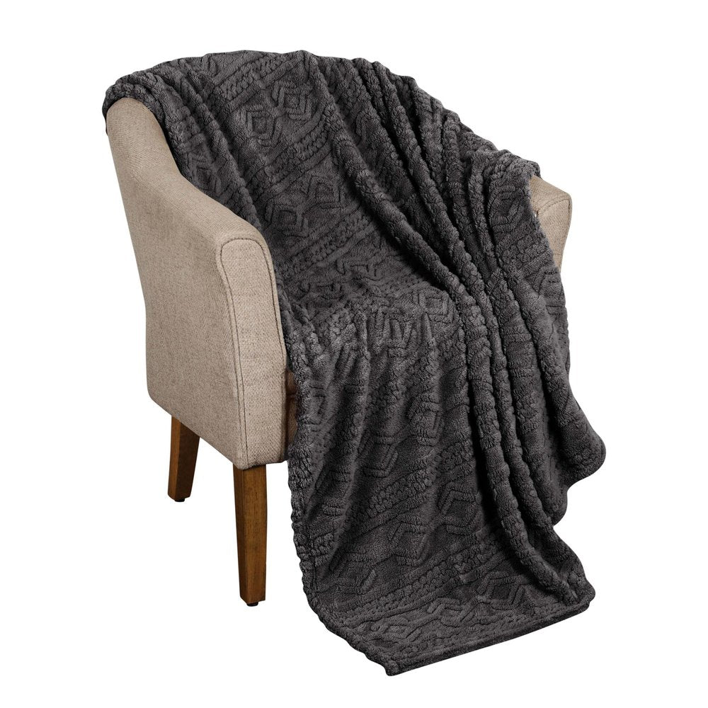 King Charcoal Fleece Knitted Plush Blanket