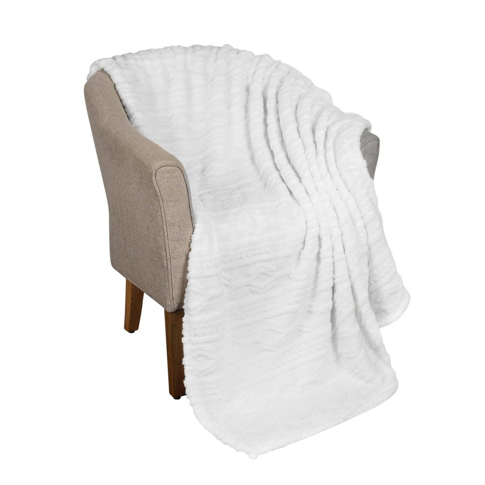 King White Fleece Knitted Plush Blanket