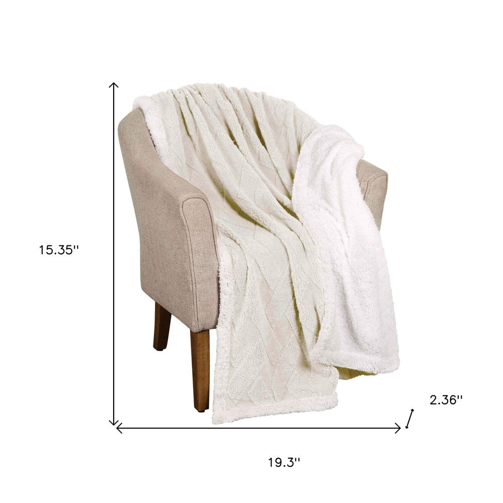 Queen Ivory Fleece Geometric Plush Blanket