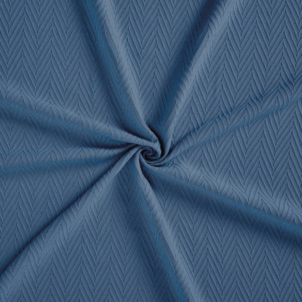 California King Denim Blue Cotton Woven Chevron Blanket