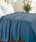 California King Denim Blue Cotton Woven Chevron Blanket