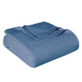 Queen Denim Blue Cotton Waffle Weave Blanket