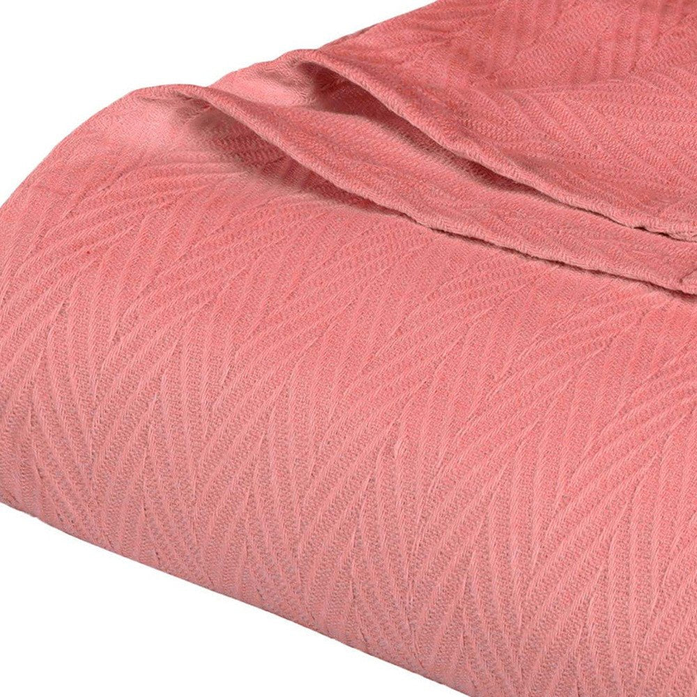 King Coral Cotton Woven Chevron Blanket