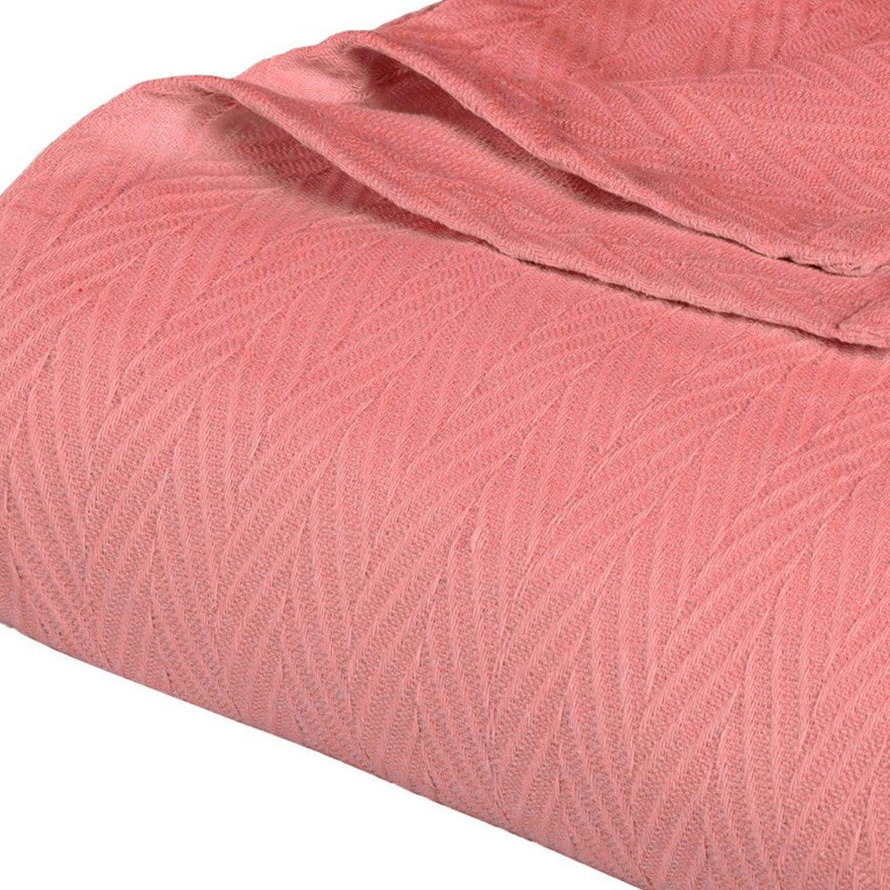 King Coral Cotton Woven Chevron Blanket