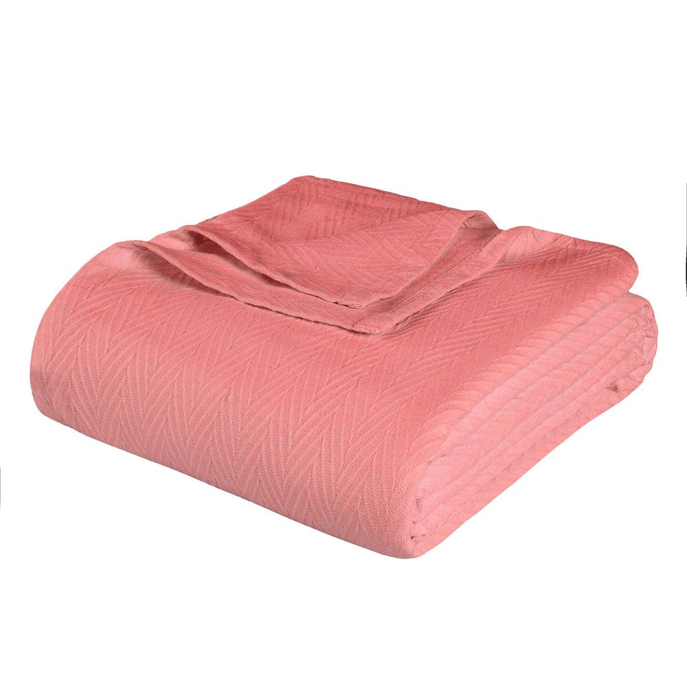 King Coral Cotton Woven Chevron Blanket