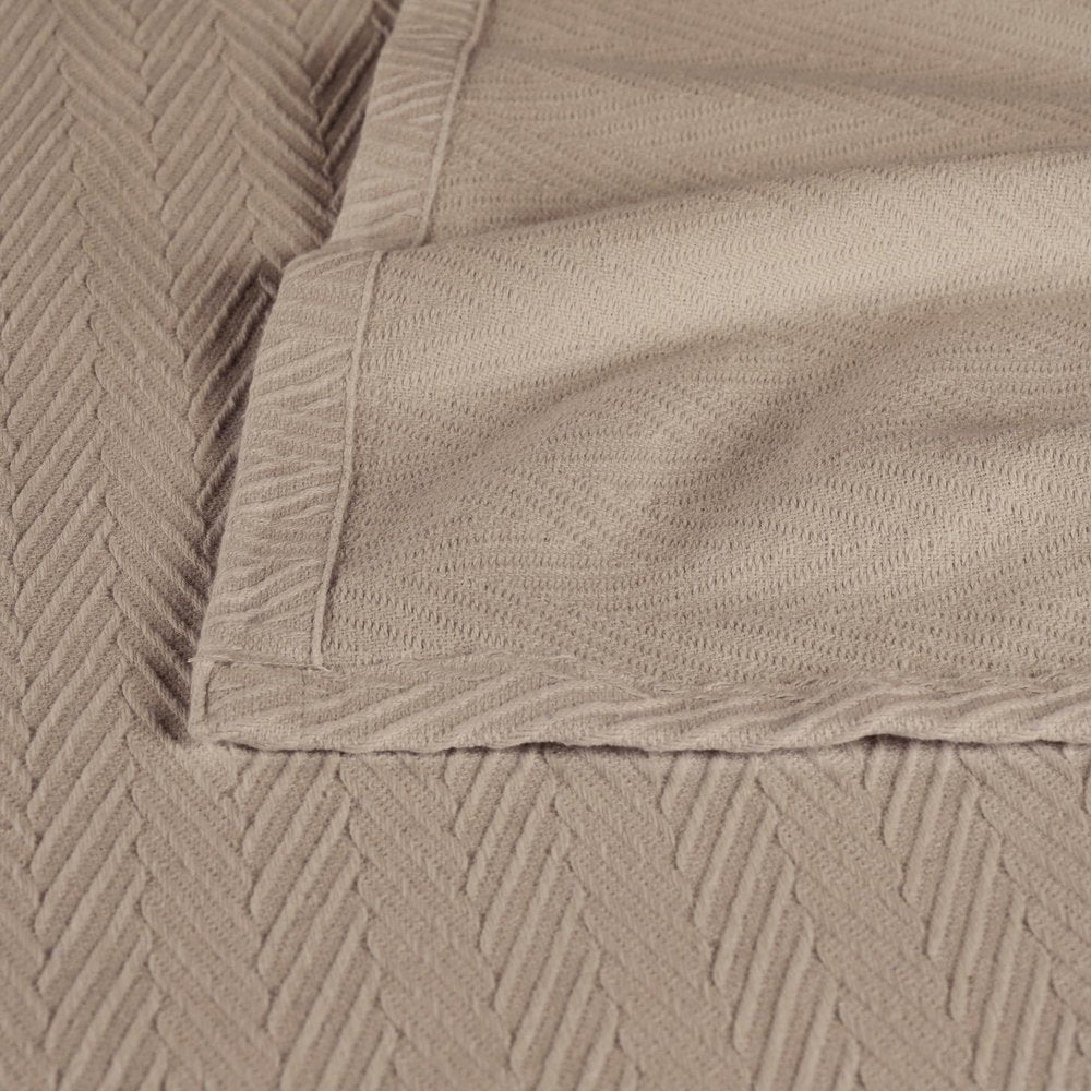 King Khaki Cotton Waffle Weave Blanket