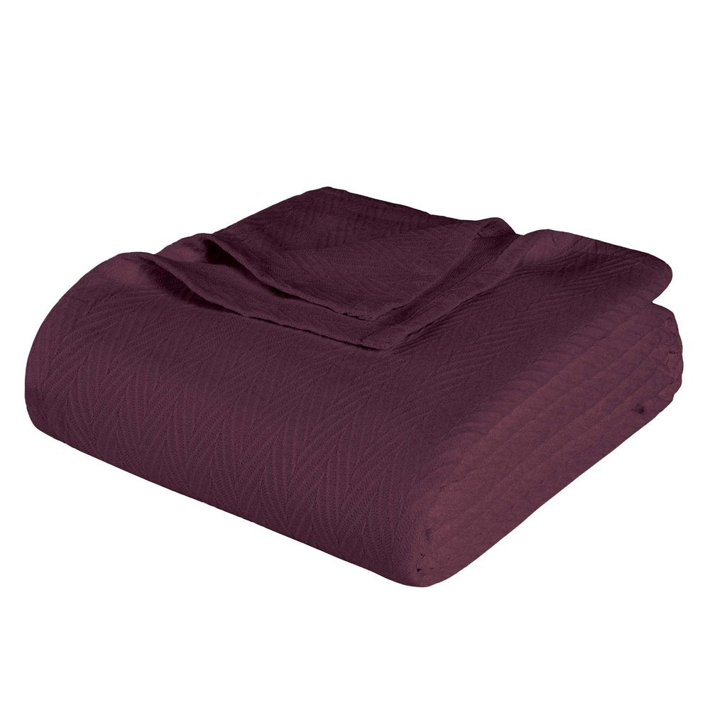 King Plum Cotton Woven Chevron Blanket