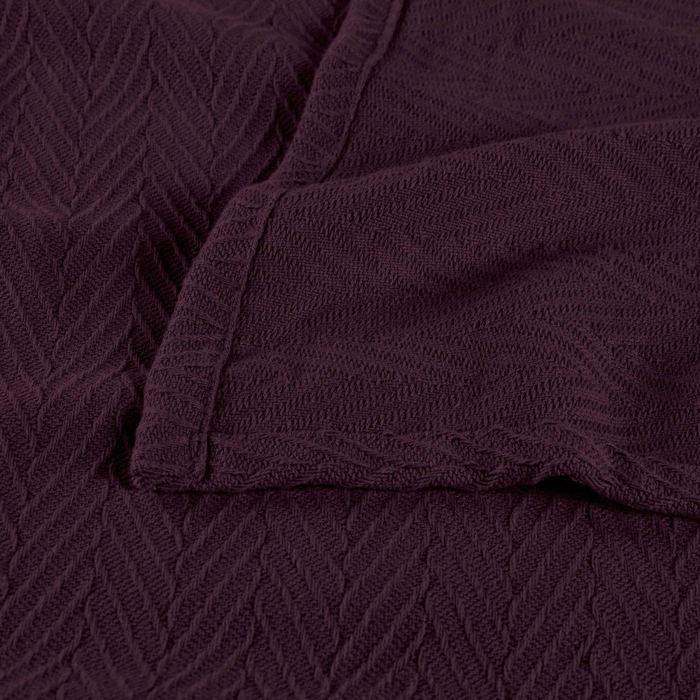 King Plum Cotton Woven Chevron Blanket