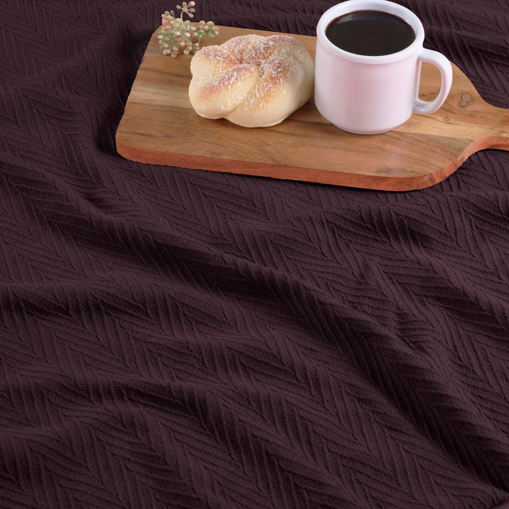 King Plum Cotton Woven Chevron Blanket