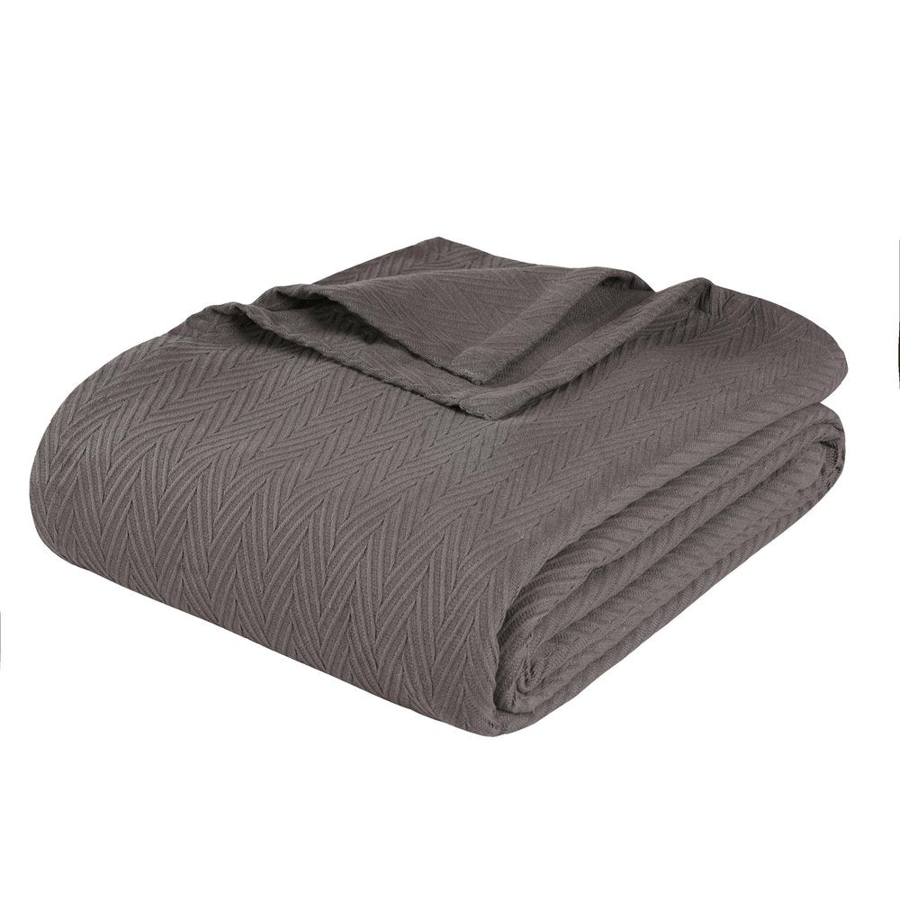 50" X 60" Charcoal Cotton Woven Chevron Throw Blanket
