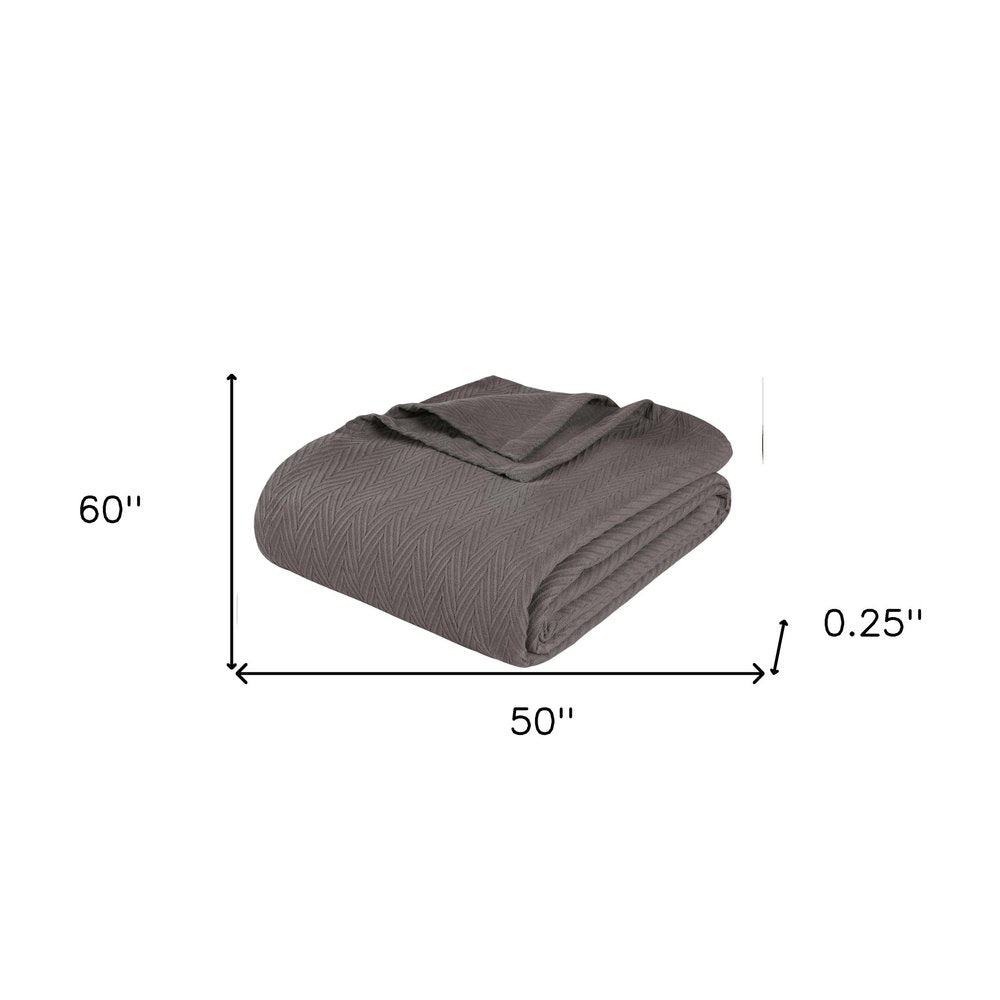 50" X 60" Charcoal Cotton Woven Chevron Throw Blanket