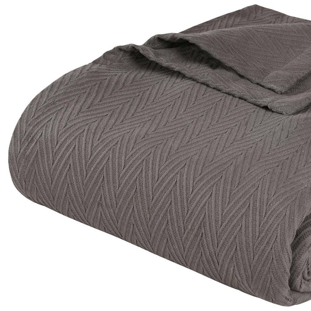 50" X 60" Charcoal Cotton Woven Chevron Throw Blanket