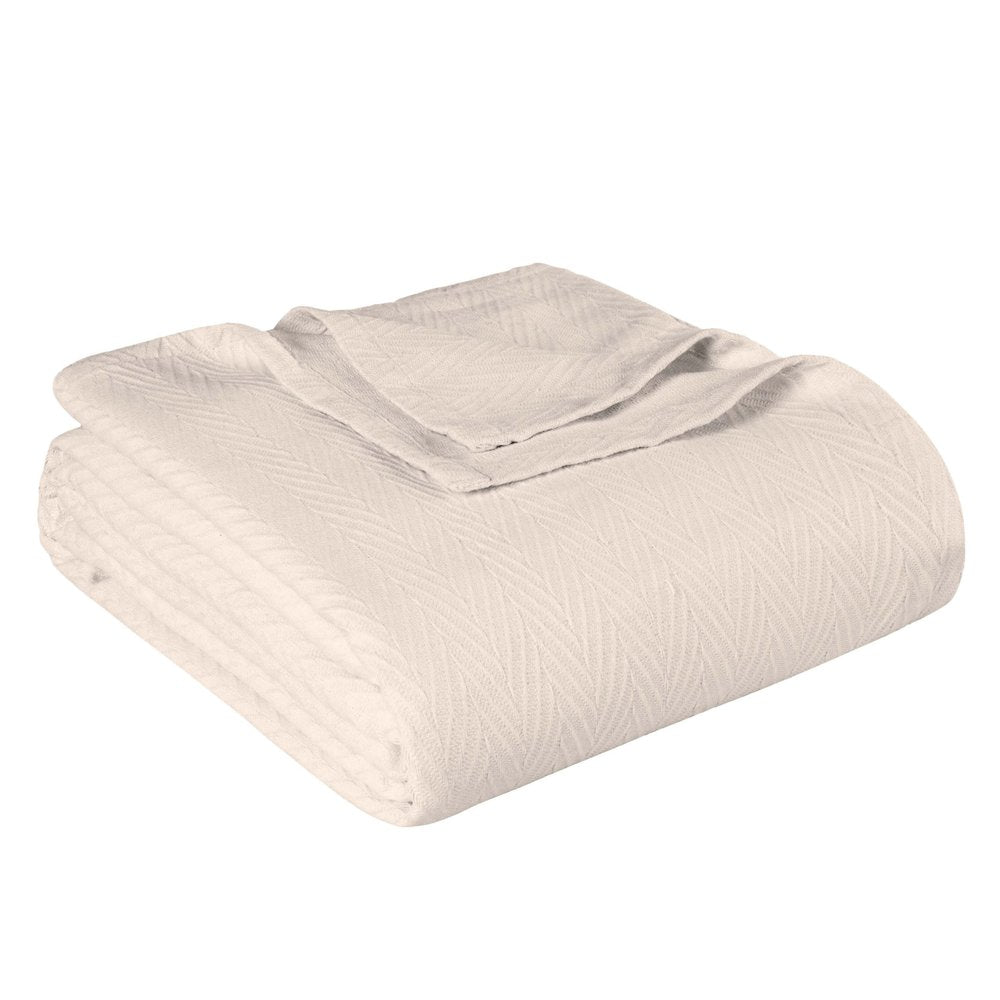 50" X 60" Ivory Cotton Woven Chevron Throw Blanket