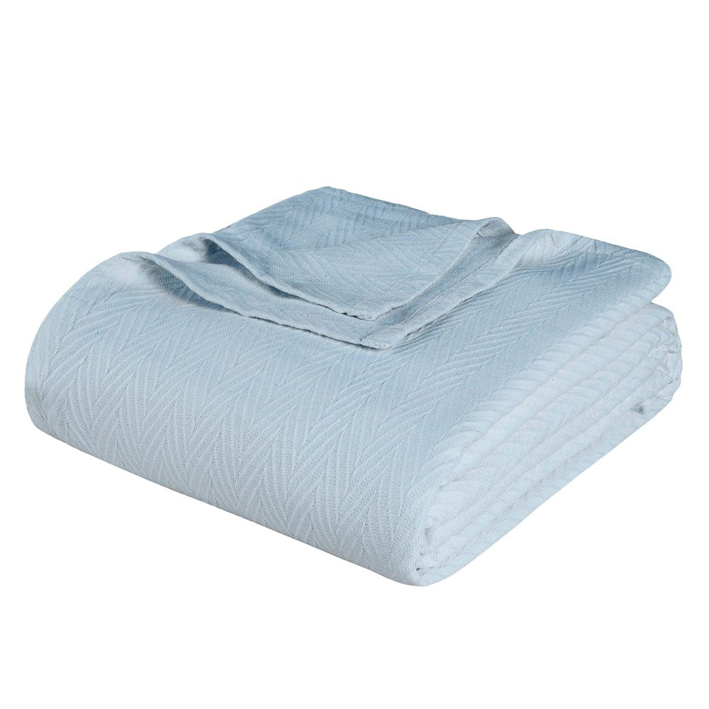 50" X 60" Light Blue Cotton Woven Chevron Throw Blanket