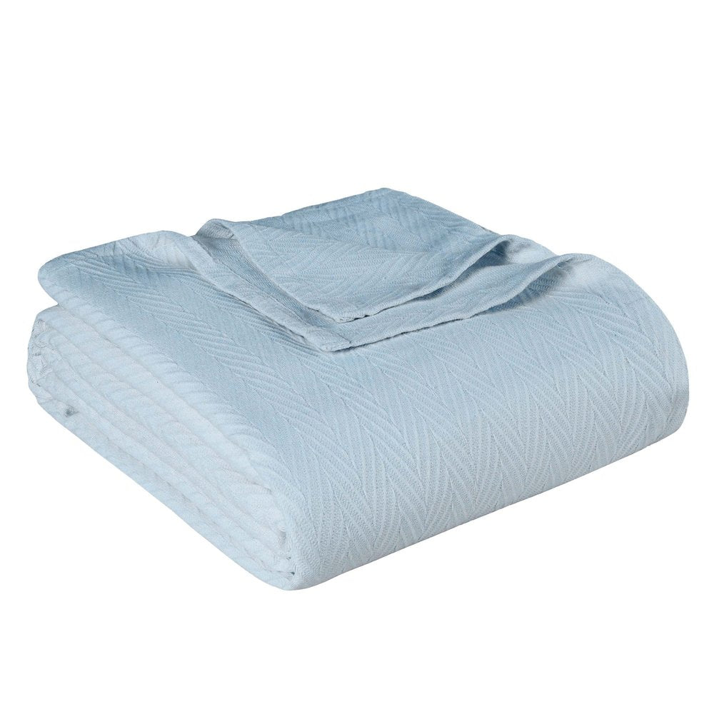 50" X 60" Light Blue Cotton Woven Chevron Throw Blanket