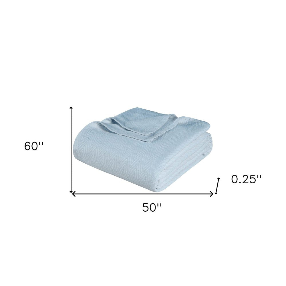 50" X 60" Light Blue Cotton Woven Chevron Throw Blanket