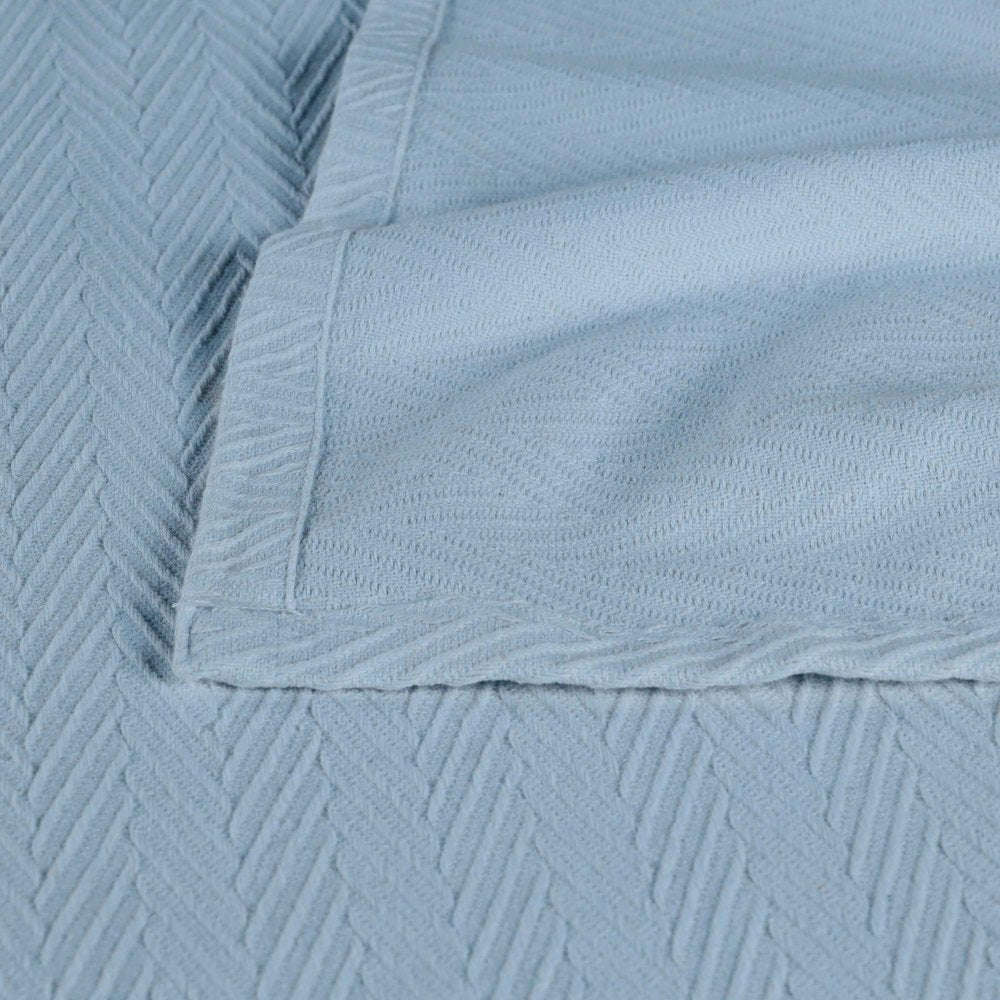 50" X 60" Light Blue Cotton Woven Chevron Throw Blanket