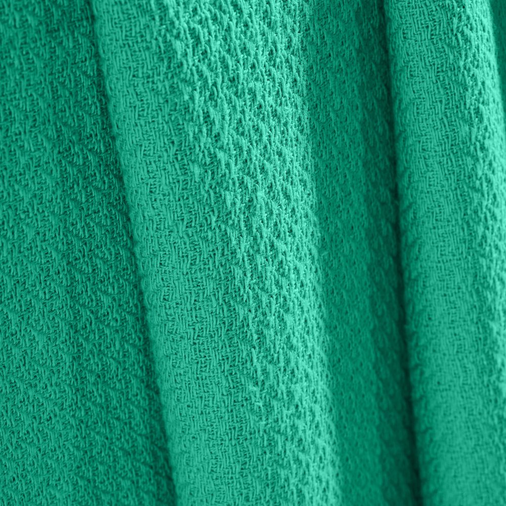 King Turquoise Cotton Waffle Weave Honeycomb Blanket