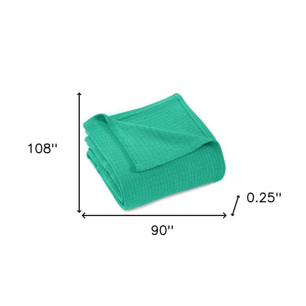King Turquoise Cotton Waffle Weave Honeycomb Blanket
