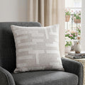24" Ivory Cotton Blend Throw Pillow with Embroidery