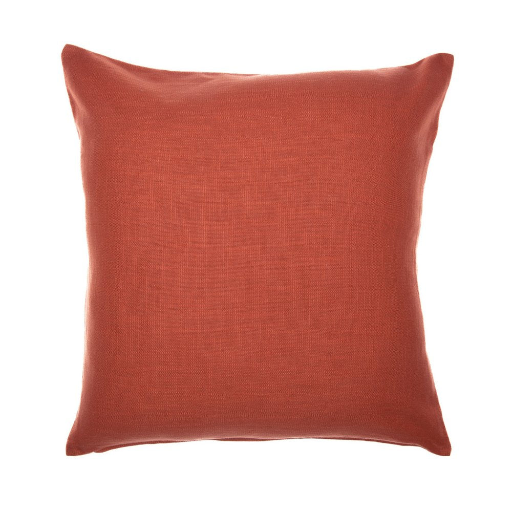 24" Orange and Ivory Geometric Cotton Blend Throw Pillow  With Embroidery