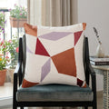 24" Ivory Geometric Cotton Blend Throw Pillow With Embroidery