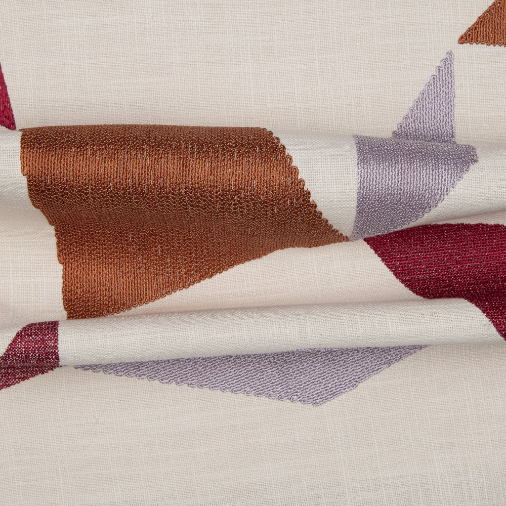 24" Ivory Geometric Cotton Blend Throw Pillow With Embroidery