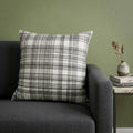 20" White and Black Check Cotton Blend Throw Pillow With Embroidery