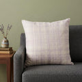 20" Ivory Check Cotton Blend Throw Pillow With Embroidery
