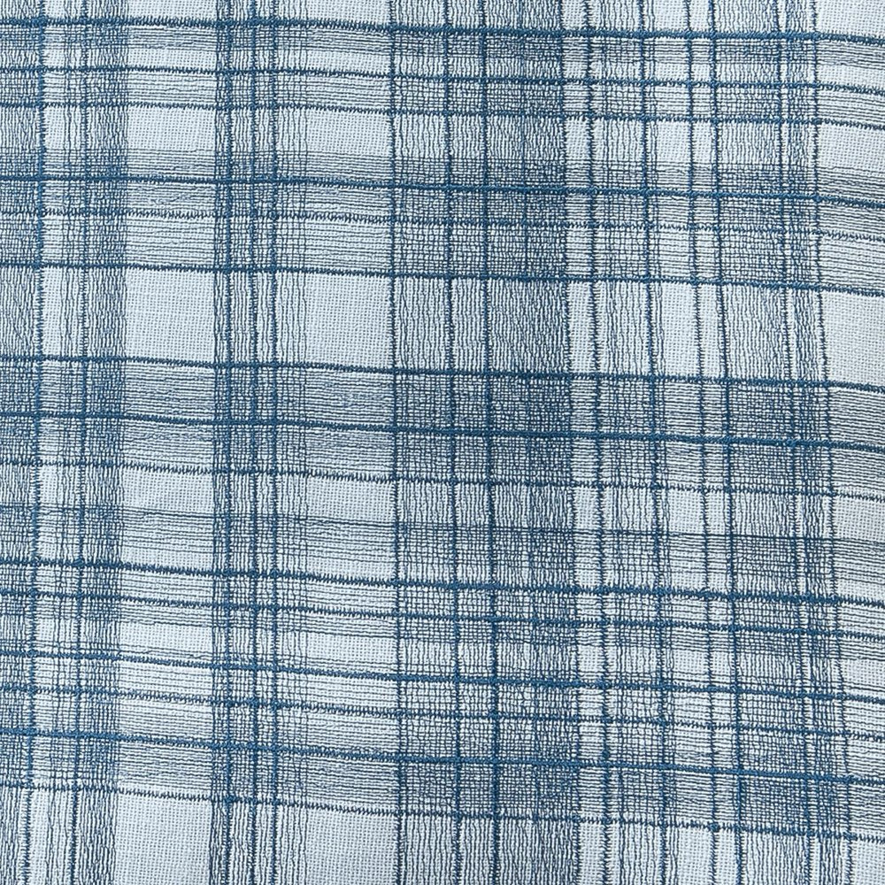 24" Blue Check Cotton Blend Throw Pillow With Embroidery