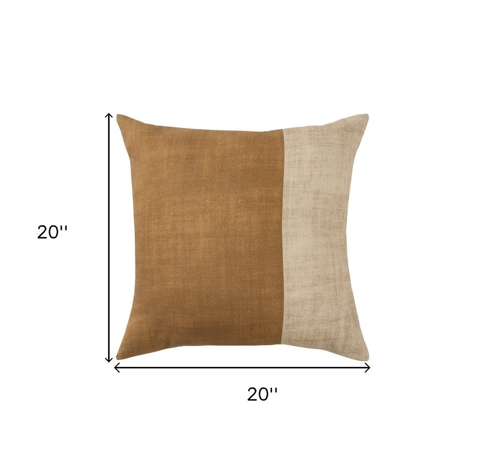 20" Natural Patchwork Cotton Throw Pillow