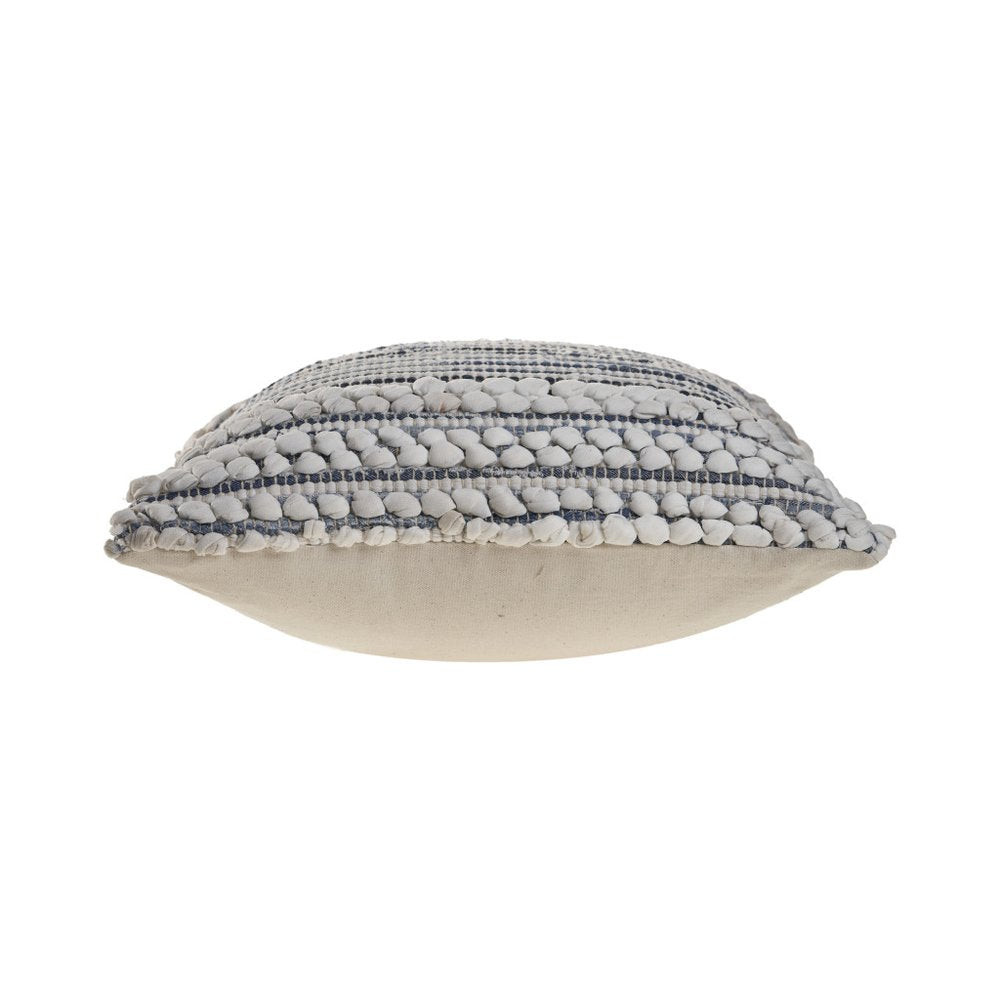 Set of Two 18" Blue And Ivory Cotton Throw Pillows with Texture
