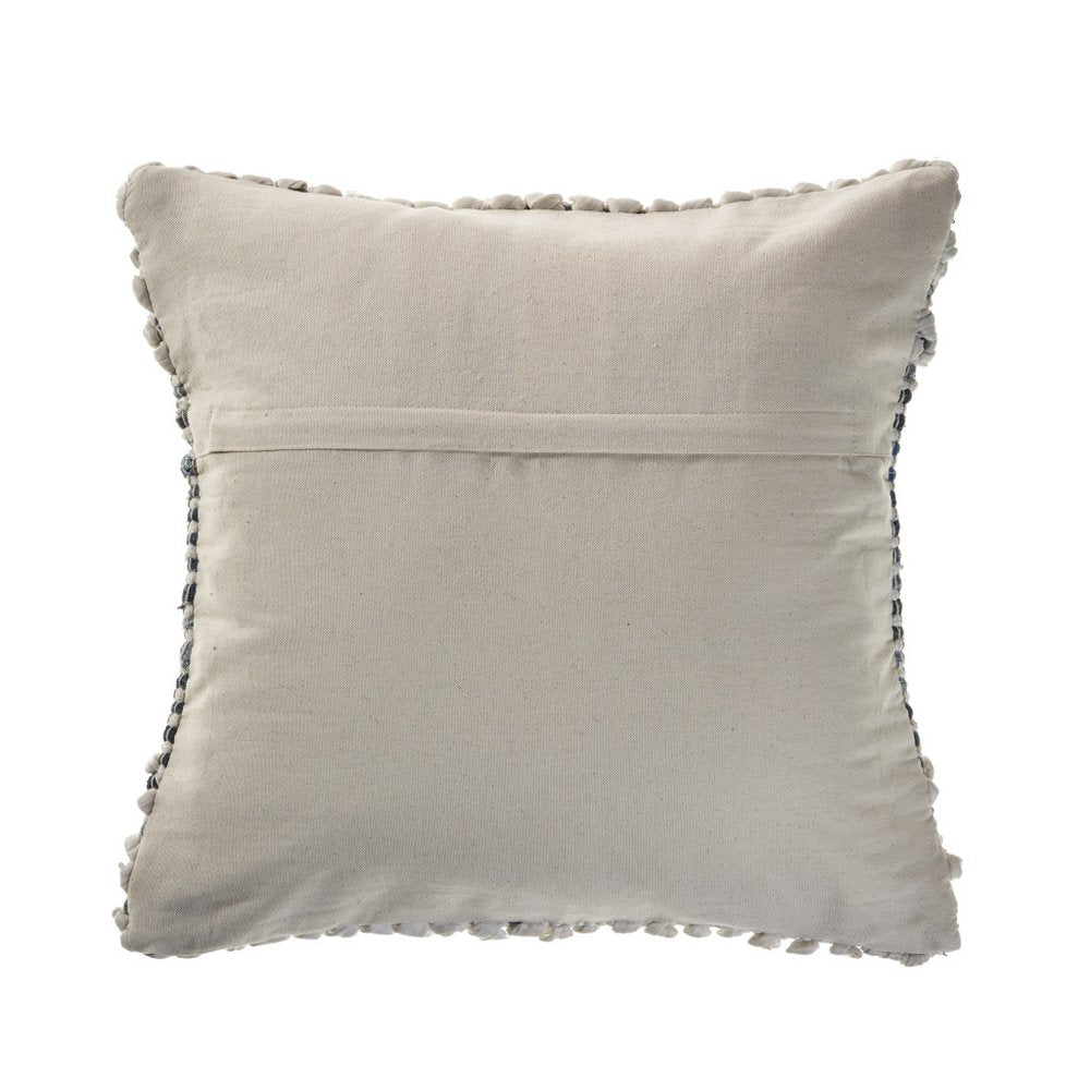 Set of Two 18" Blue And Ivory Cotton Throw Pillows with Texture