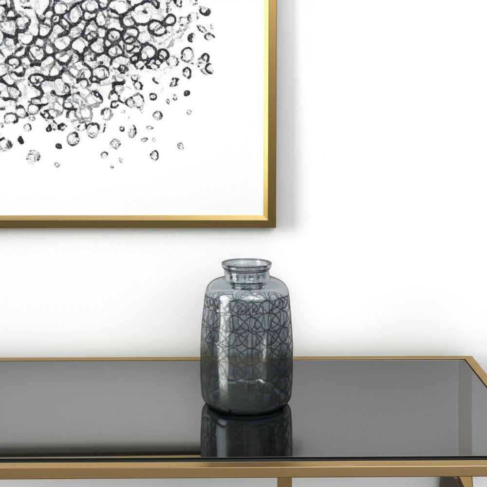 12" Dark Gray Geometric Round Glass Table Vase