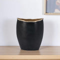 10" Black And Gold Cast Aluminum Oval Table Vase