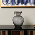 10" Light Gray Bubble Glass Round Table Vase