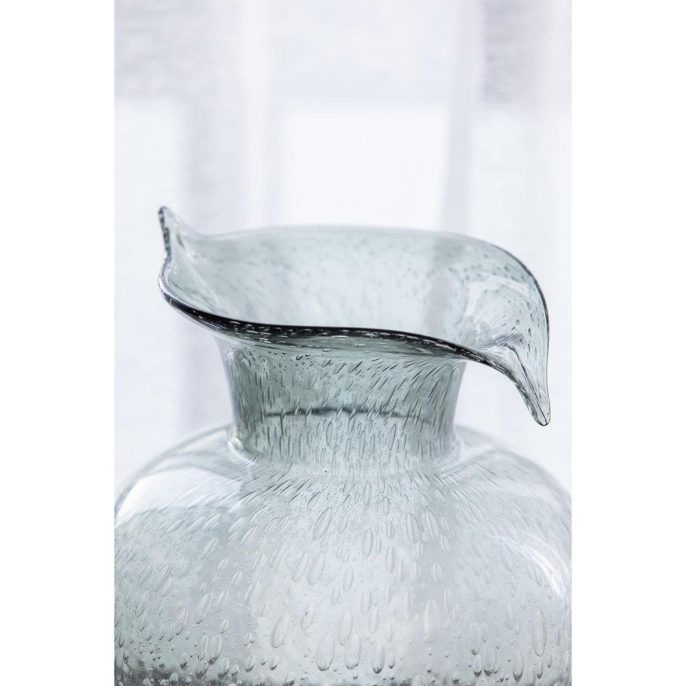 10" Light Gray Bubble Glass Round Table Vase