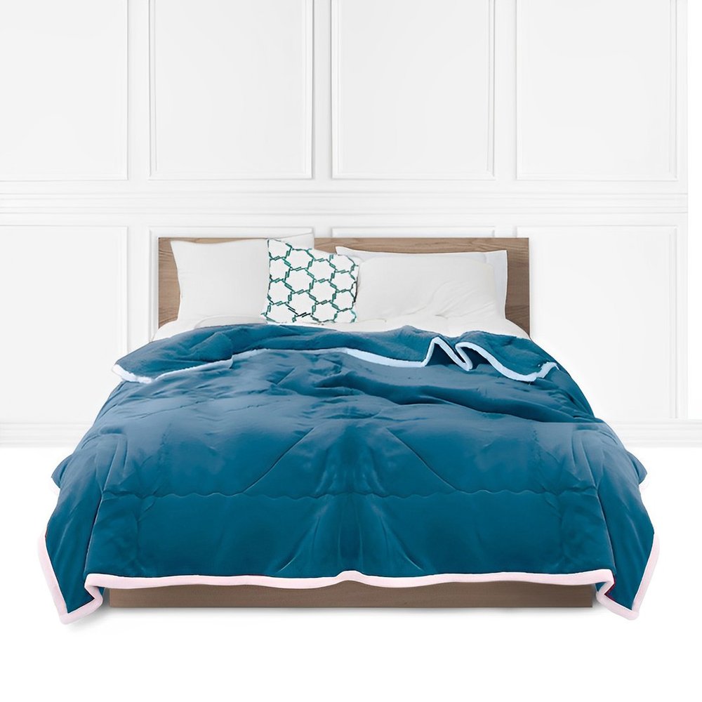 79" X 87" Blue Flannel Throw Blanket