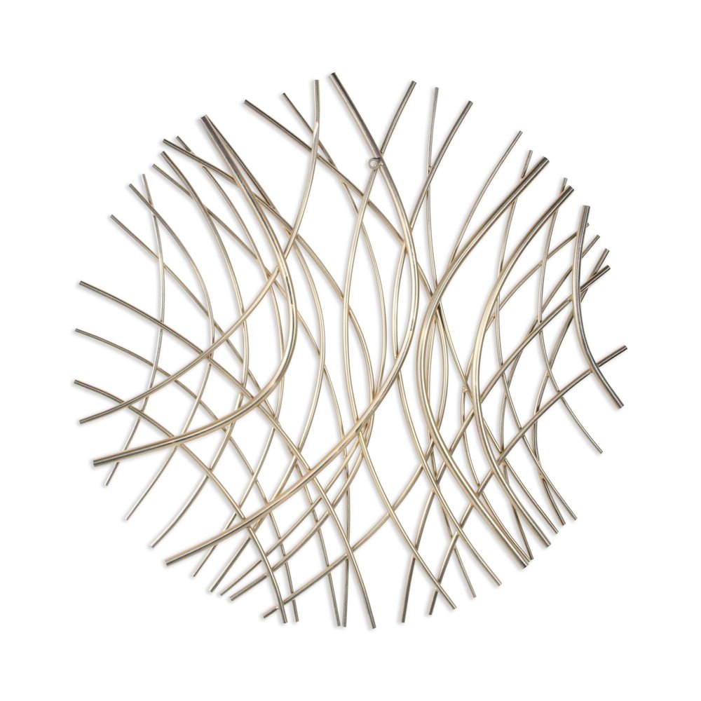 30" X 30" Gold Metal Circle Abstract Hanging Dimensional Sculpture