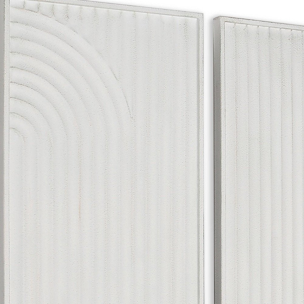 Set of Two White Metal Abstract Hanging Dimensional Sculptures