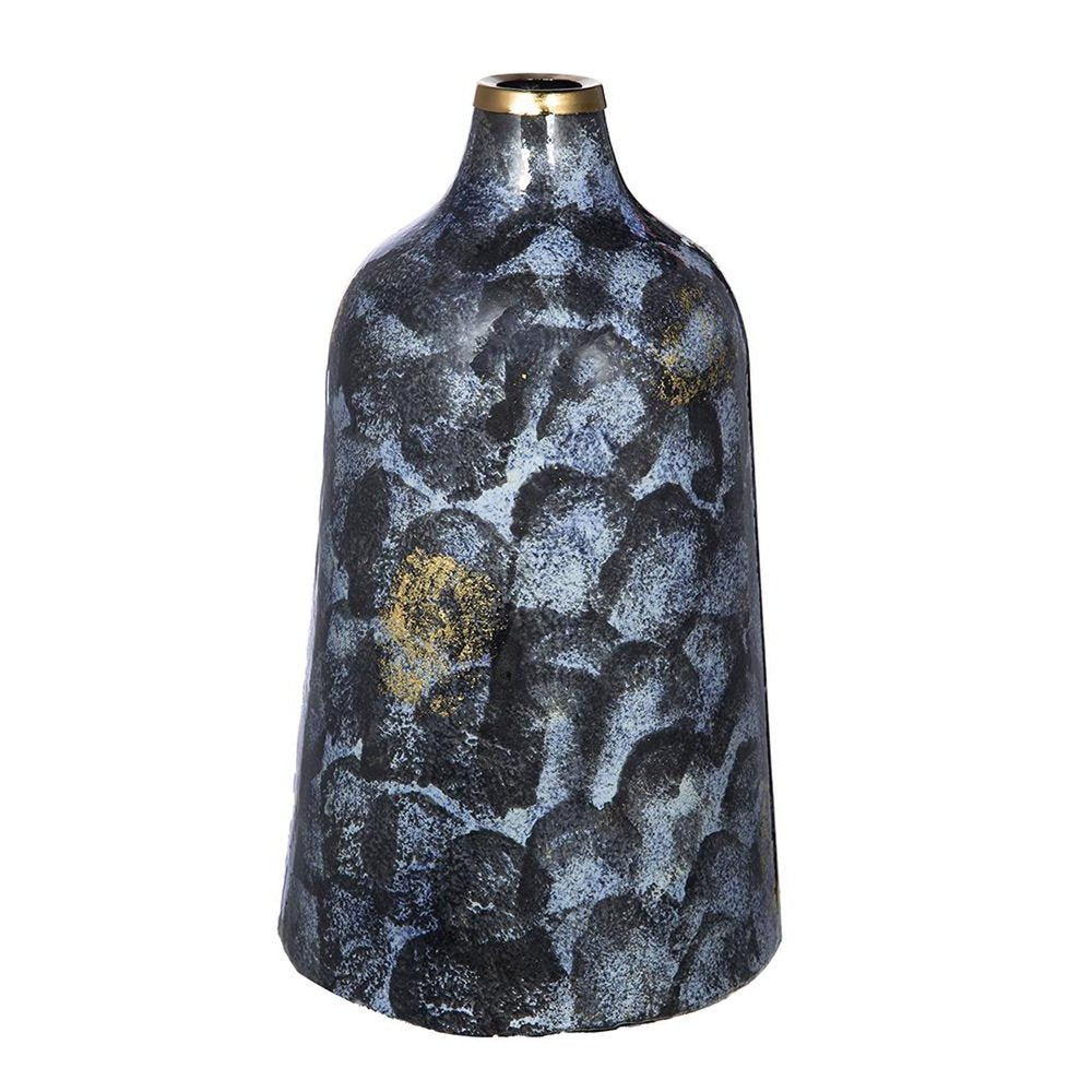 12" Blue And Gold Abstract Bud Glass Table Vase