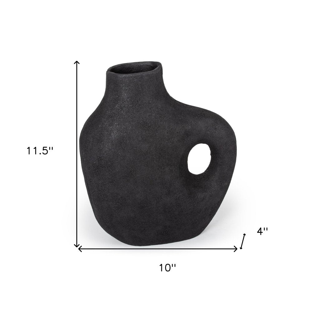 12" Black Aluminum Modern Abstract Table Vase