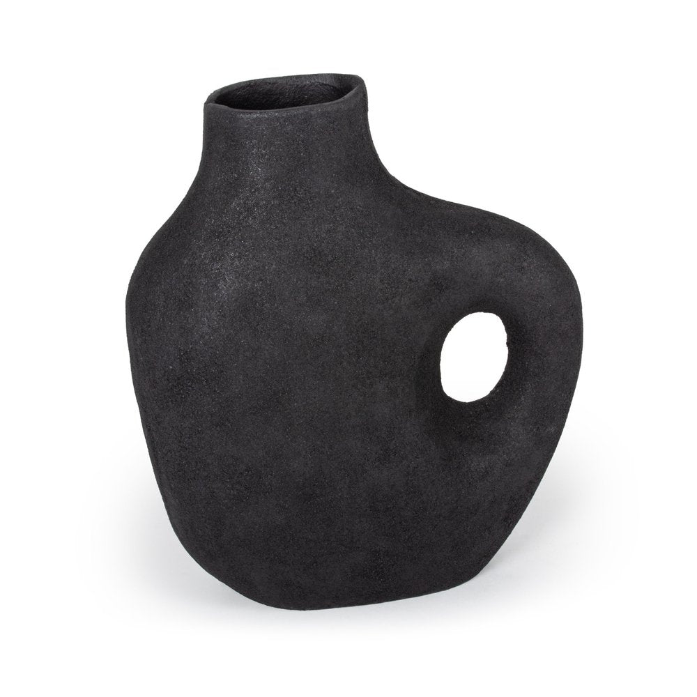 12" Black Aluminum Modern Abstract Table Vase