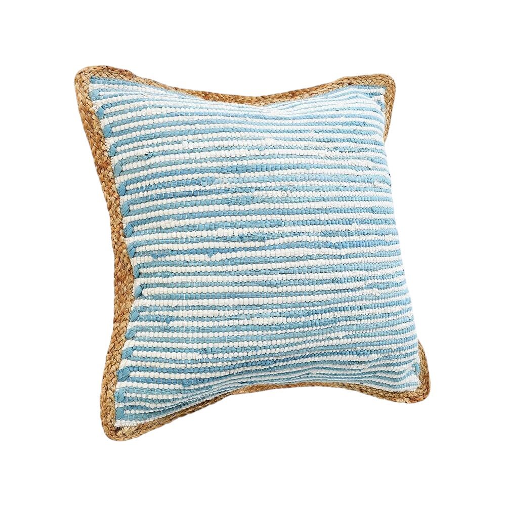 Set of Two 20" Blue Beach Striped Throw Pillows
