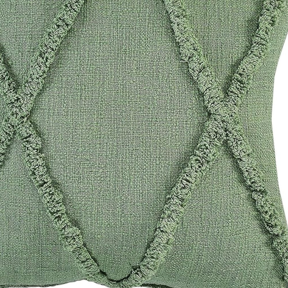 Set of Two 20" Forest Green Geometric Throw Pillows with Tufts