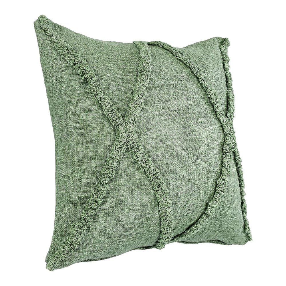 Set of Two 20" Forest Green Geometric Throw Pillows with Tufts