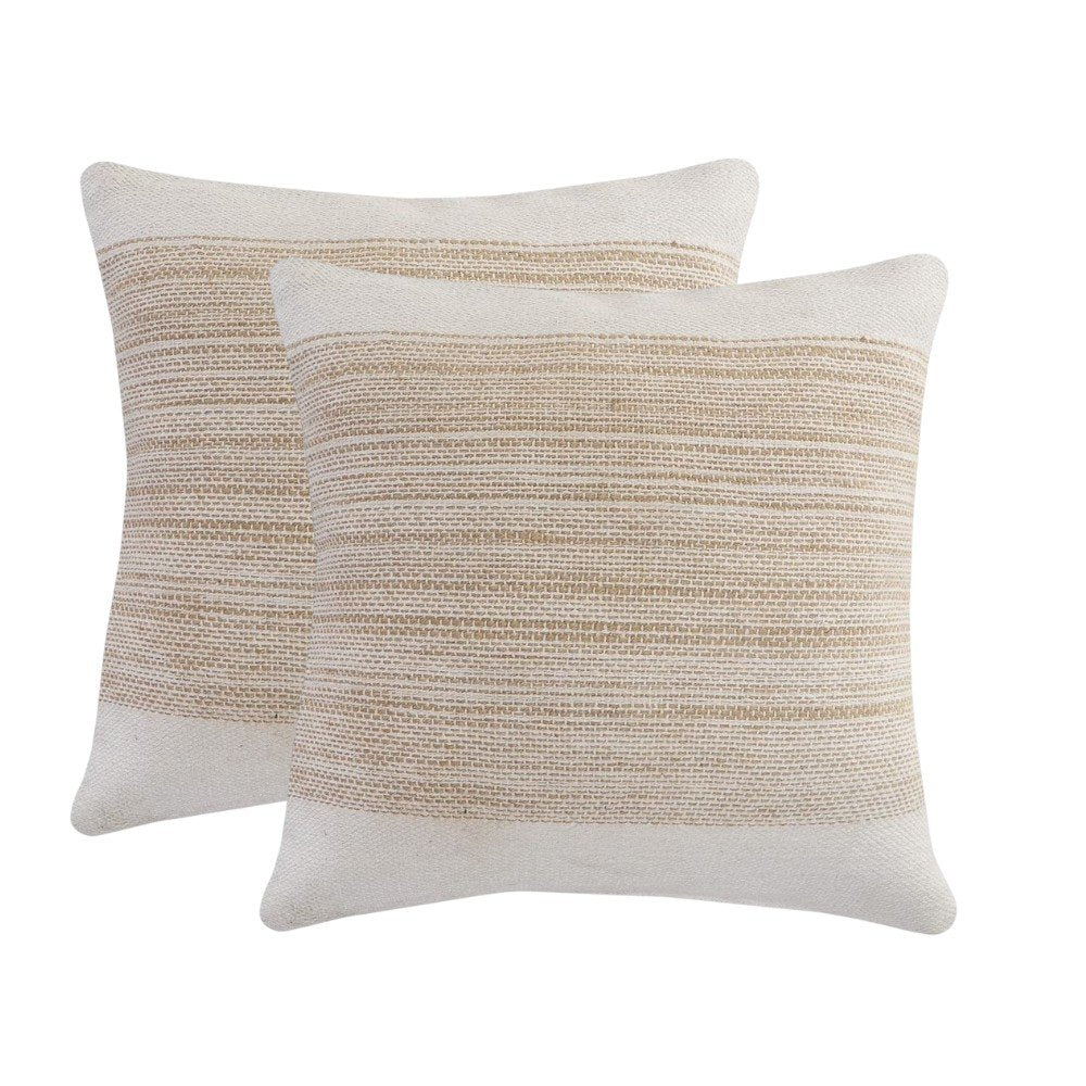 Set of Two 20" Sand Striped Throw Pillows
