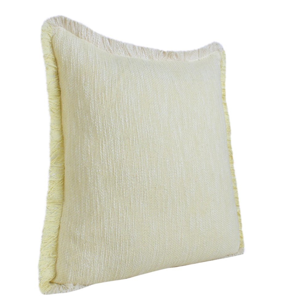 Set of Two 20" Lemon Cotton Throw Pillows with Fringe