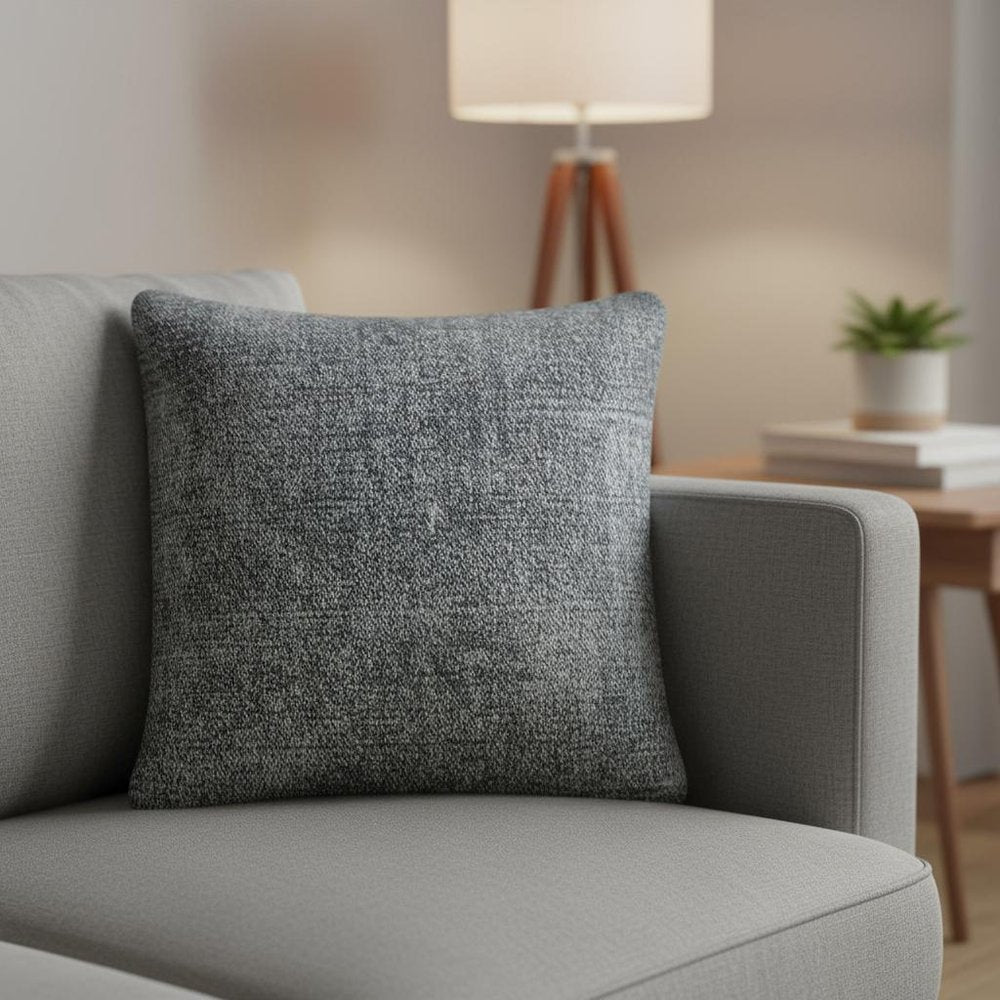 21" Dark Gray Splatter Linen Throw Pillow Cover