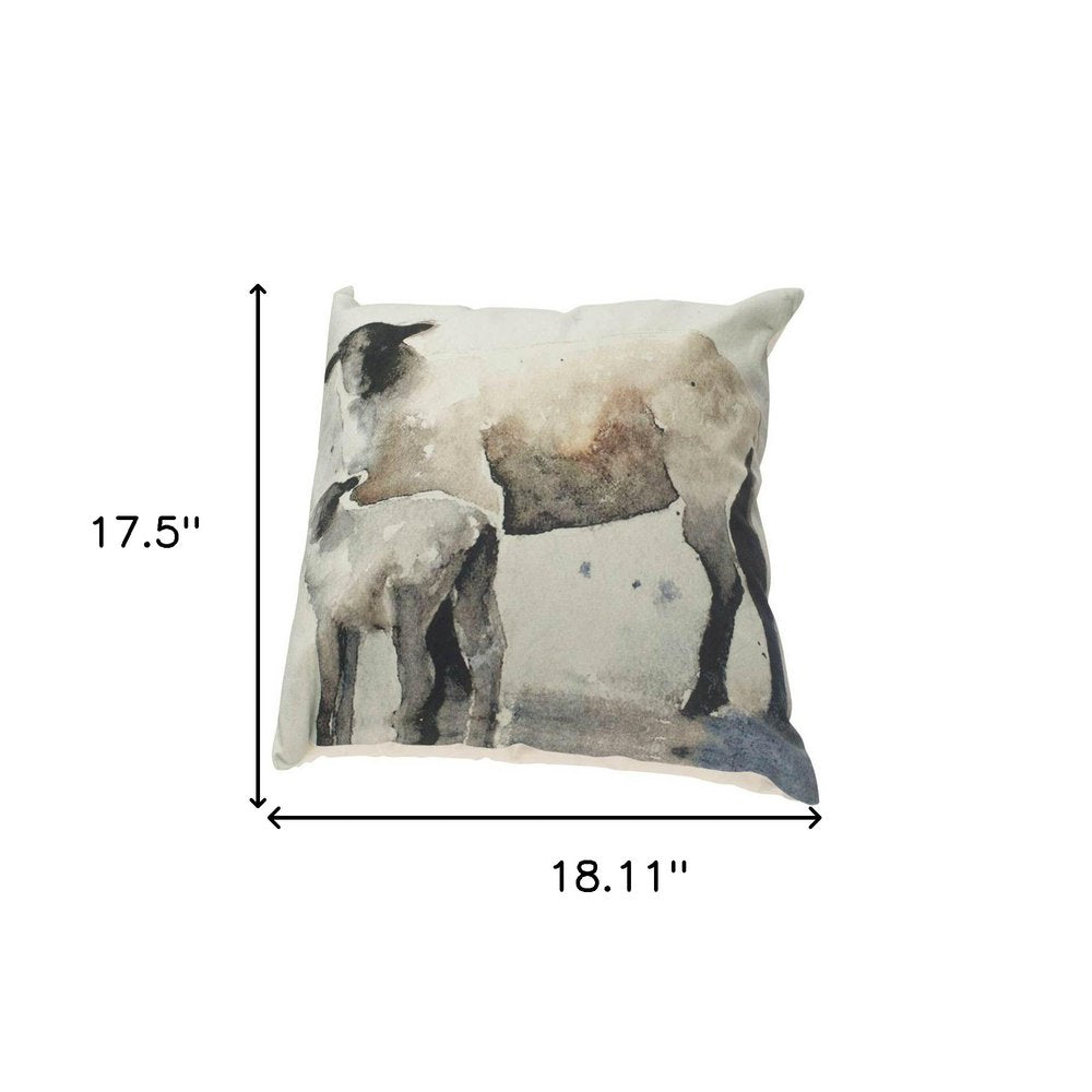18" Gray Black And Cream Linen Throw Pillow Cover